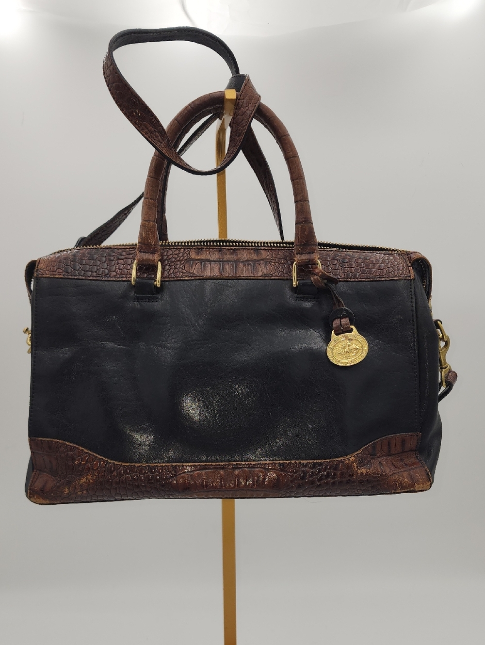 Brahmin Womens Black and Brown Leather‎ Bag